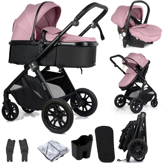 For Your Little One Cruise 3 In 1 Travel System With Car Seat - Blush Rose (Free Cupholder And Seat Liner Included!)