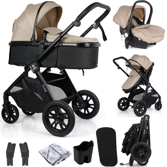 For Your Little One Cruise 3 In 1 Travel System With Car Seat - Dune Beige (Free Cupholder And Seat Liner Included!)