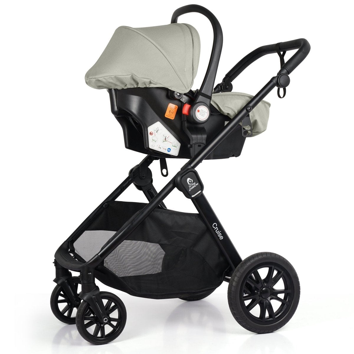 For Your Little One Cruise 3 In 1 Travel System With i-Size Car Seat - Pebble Sage (Free Cupholder And Seat Liner Included!)