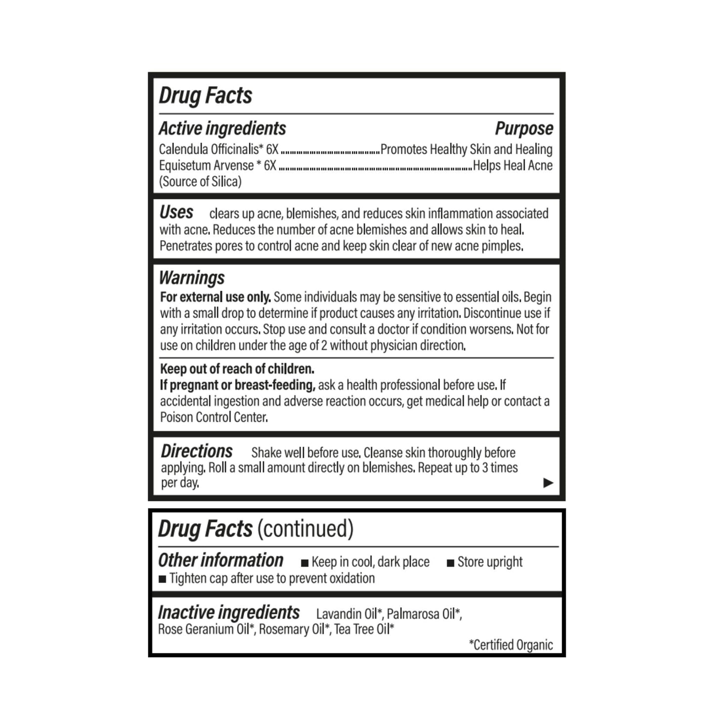 Forces of Nature Acne Treatment – Natural, Organic, Cruelty-Free Rollerball (0.14 oz / 4 ml)