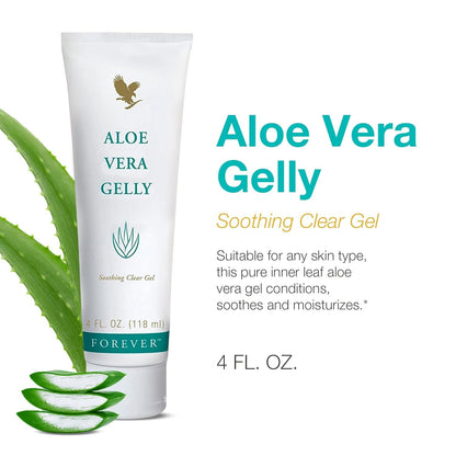 Forever Living Aloe Vera Gelly – Pure, Fast-Absorbing Aloe Gel for Soothing Skin (4 fl oz)