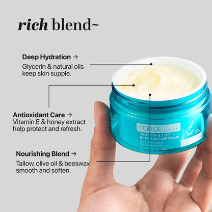 Forge Skin Tighten & Lift Balm for Women – Beef Tallow & Honey Moisturizer (1.7 oz)
