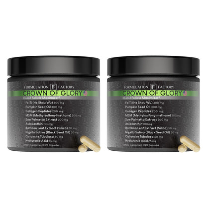 Formulation Factory Crown of Glory 10-in-1 Hair Growth Maximizer – DHT Blocker with Saw Palmetto, Fo-Ti, Collagen (4 Month Supply)