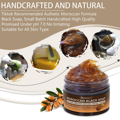Forvirness 2-Pack Moroccan Black Soap – Handmade Beldi Soap with Laurel Oil & Argan Oils
