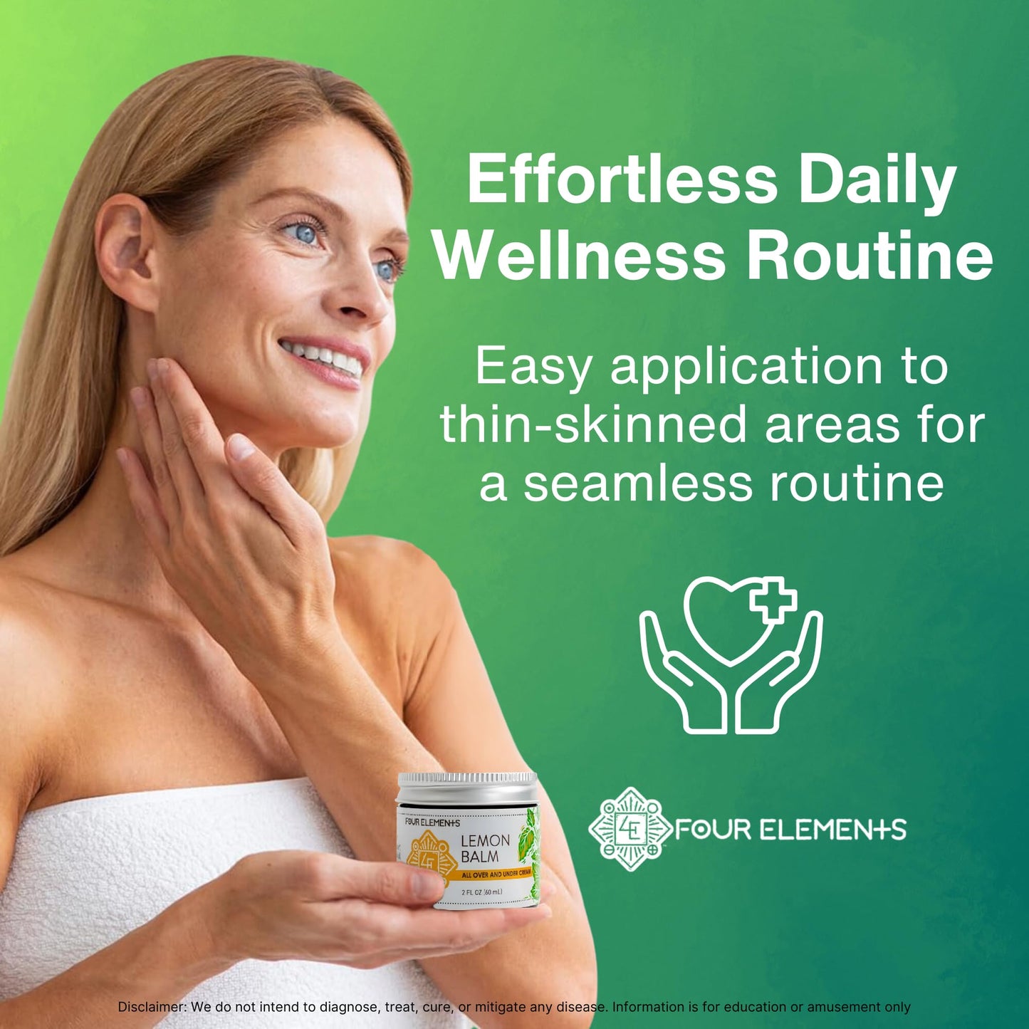 Four Elements 4E Lemon Balm Face Moisturizer Cream – 2 oz | Organic Lemon Balm, Chamomile, Shea Butter & Vitamin E