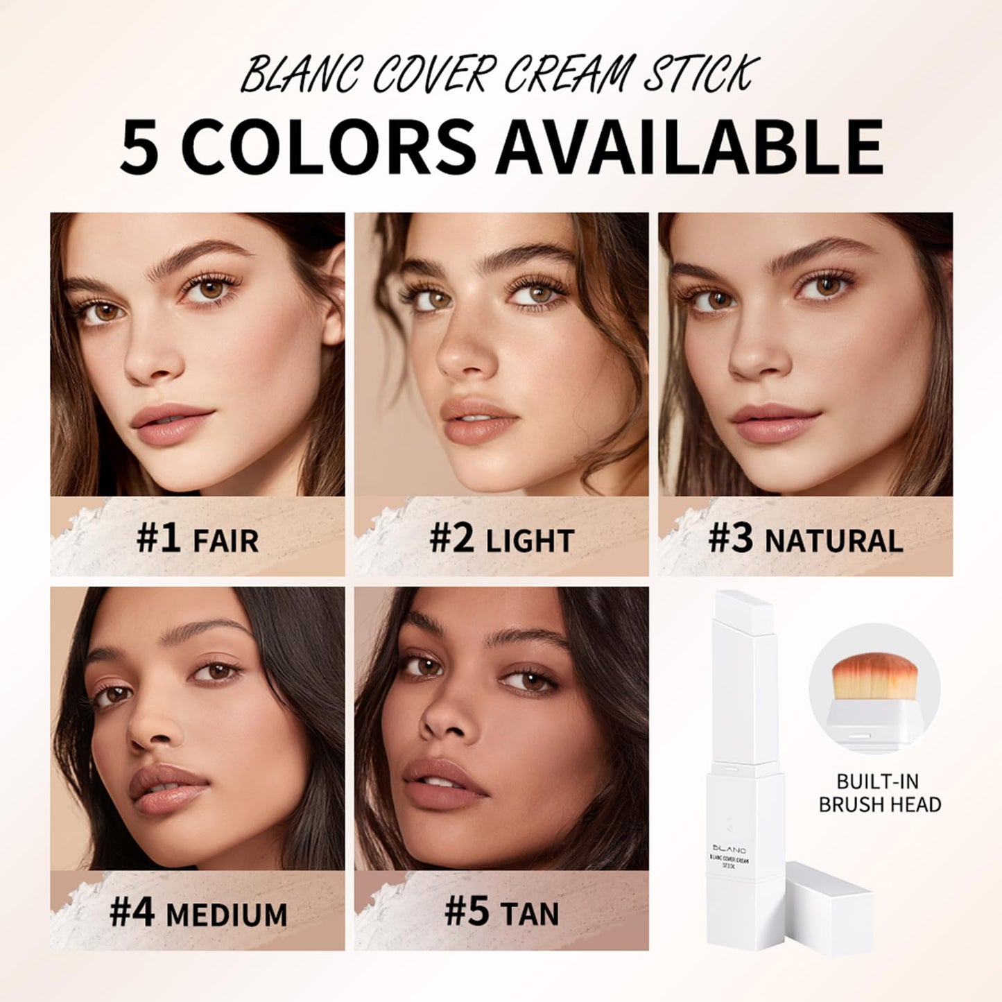 Fovcos Blanc Cover Cream Stick – Color-Changing Foundation with Pore Blur & Hydration