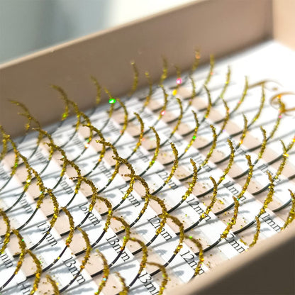 FQNing Glitter Lashes Extensions Golden Spike 11-16mm | 0.20 D Curl