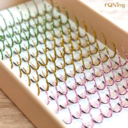 FQNing Glitter Lash Cluster Laser Colored Extensions – 3 Colors B | Professional Lash Supplies