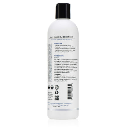 FRAGFRE 2 in 1 Shampoo and Conditioner 12 oz – Fragrance-Free, Sulfate-Free, Color-Safe for Short to Medium Hair