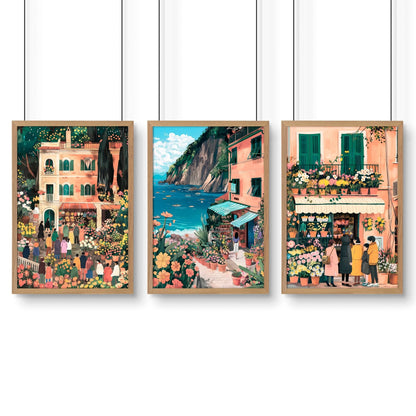 Framed Artwork | Set of 3 Italian Lifestyle Wall art Prints