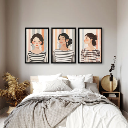 Framed Bedroom Wall Art | Set of 3 Bohemian Wall art Prints