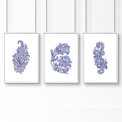 Wall hanging boho | set of 3 Paisley wall art for bedrooms