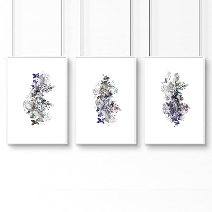 Framed prints bathroom | set of 3 Shabby Chic wall prints