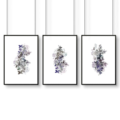 Framed prints bathroom | set of 3 Shabby Chic wall prints