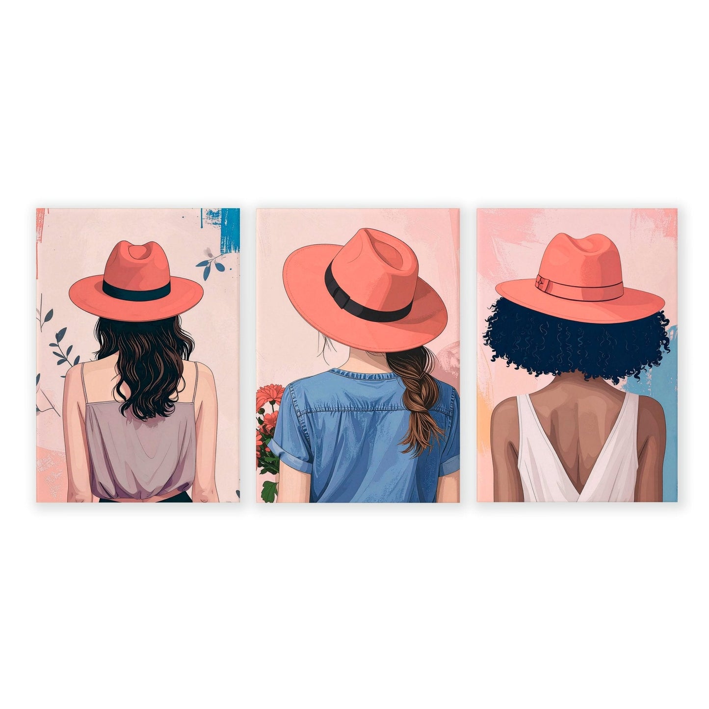 Framed Prints Large | Set of 3 Boho Women Wall art Prints