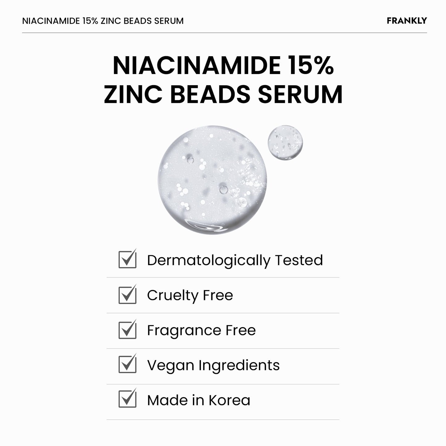 FRANKLY Niacinamide 15% + Zinc Bead Serum | Gentle, Oil-Balancing Skin Support