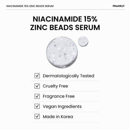 FRANKLY Niacinamide 15% + Zinc Bead Serum | Gentle, Oil-Balancing Skin Support
