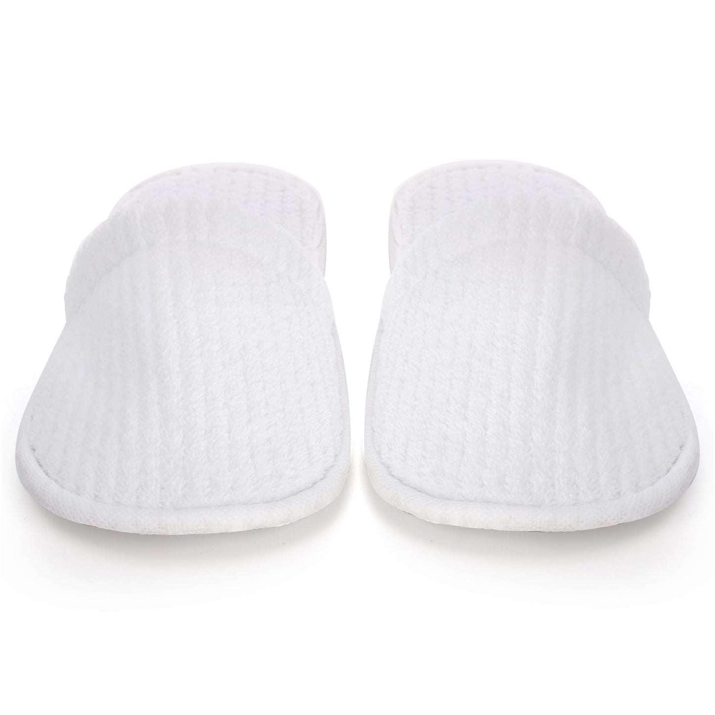 Frcctre 20 Pairs White Disposable Slippers – Closed Toe Coral Fleece Spa Slippers for Travel, Hotels & Home