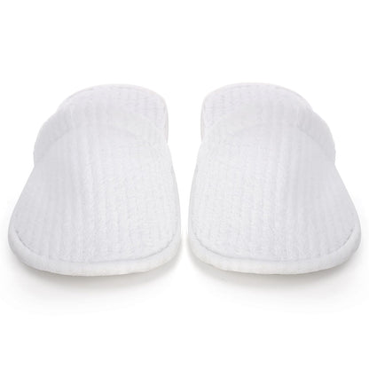 Frcctre 20 Pairs White Disposable Slippers – Closed Toe Coral Fleece Spa Slippers for Travel, Hotels & Home