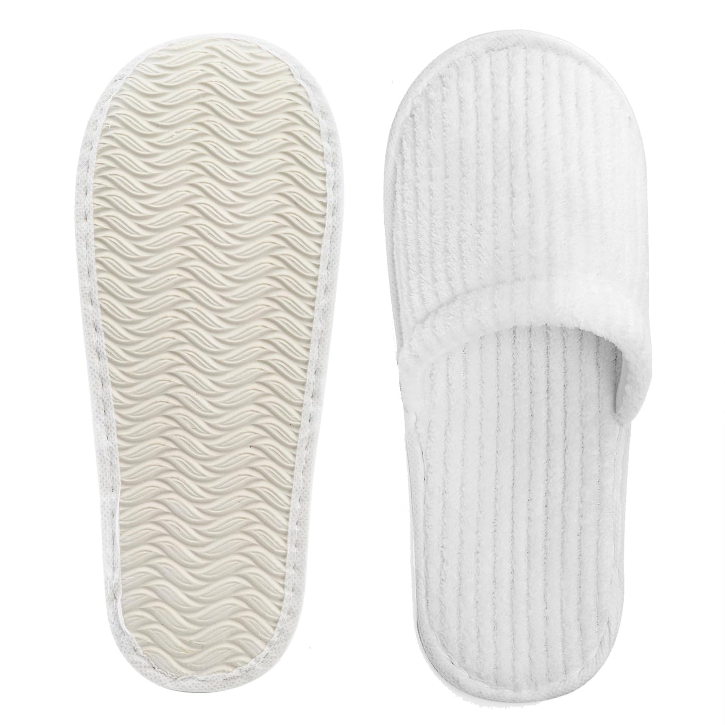 Frcctre 20 Pairs White Disposable Slippers – Closed Toe Coral Fleece Spa Slippers for Travel, Hotels & Home