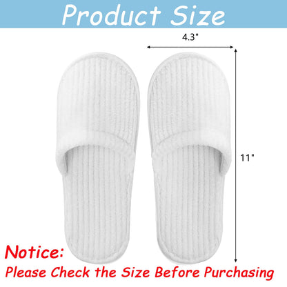 Frcctre 20 Pairs White Disposable Slippers – Closed Toe Coral Fleece Spa Slippers for Travel, Hotels & Home