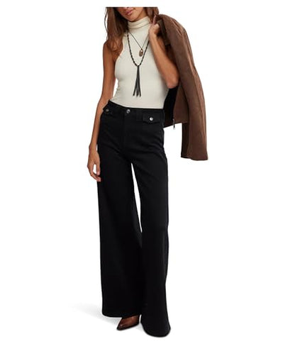 Free People Kellee High-Rise Palazzo Pants - Black, Size 26