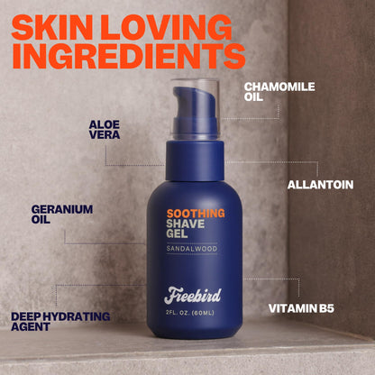 Freebird Shave Gel for Men – Ultra Smooth, Non-Foaming, Aloe Hydration, 60ml Travel Size