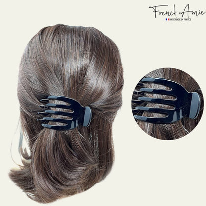 French Amie Bear Paw Black Small Hair Claw Clip – 2.75in Handmade Cellulose Acetate