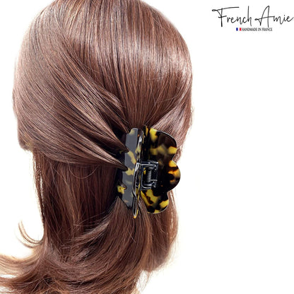French Amie Crown Wave Yellow Tokyo Small Clip – Handmade in France, Interlocking Jaw