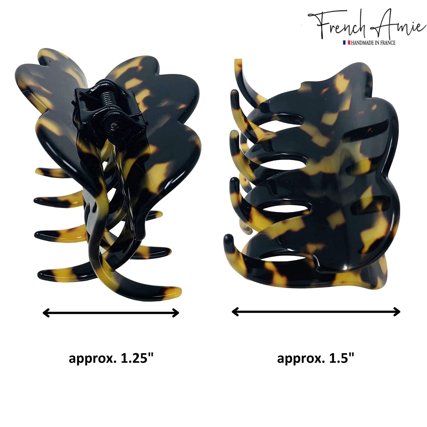 French Amie Crown Wave Yellow Tokyo Small Clip – Handmade in France, Interlocking Jaw