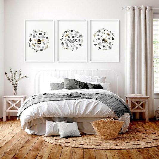 French country bedroom decor | set of 3 framed wall art prints