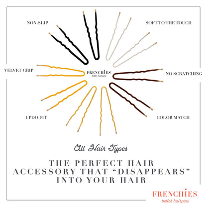 Frenchies French Twist Hair Pin – Ultra Soft Non-Slip 2in Pins (100 Count, Brown)