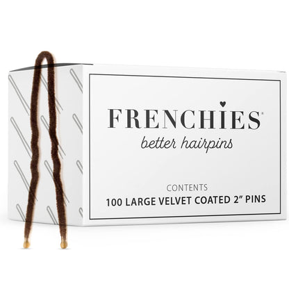 Frenchies French Twist Hair Pin – Ultra Soft Non-Slip 2in Pins (100 Count, Brown)