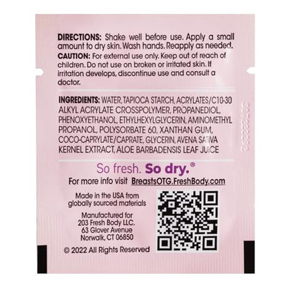 Fresh Body FB Breasts On-The-Go Anti-Chafing Lotion to Powder – Unscented 60-Pack Travel Size