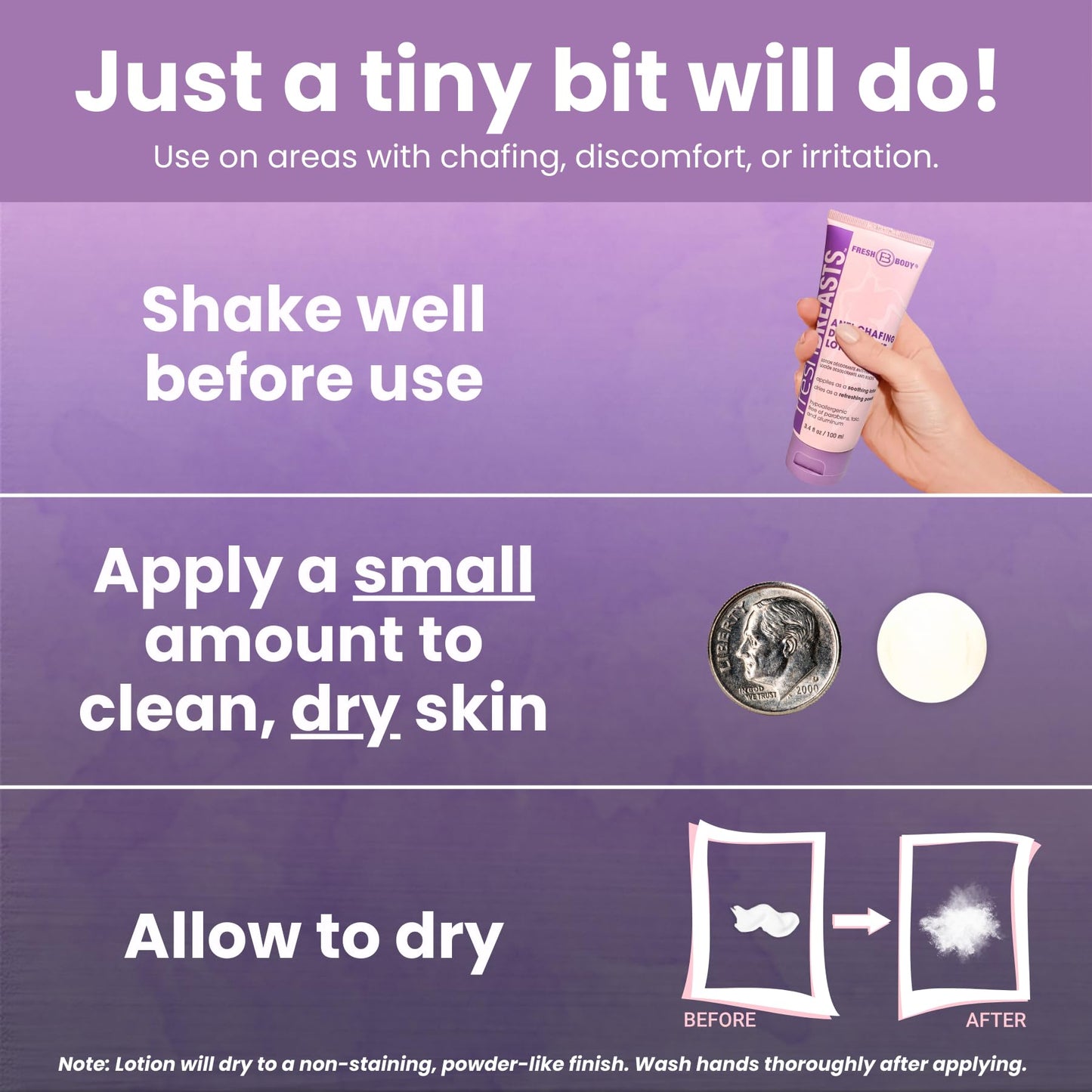 Fresh Body FB Ladies No Sweat Bundle - Fresh Breasts Lotion 3.4 oz + Lady Anti-Monkey Butt Powder 8 oz