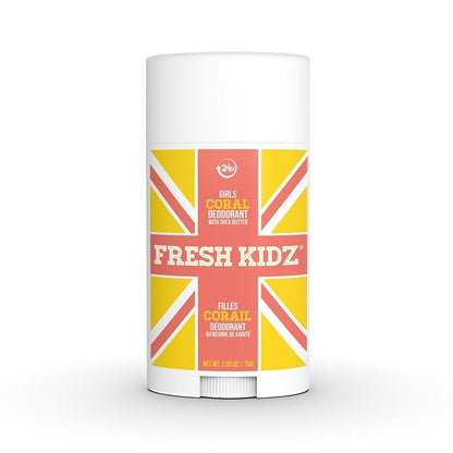 Fresh Kidz Coral Deodorant Stick – Aluminum- and Baking Soda-Free, 24-Hour Odor Protection for Kids & Teens