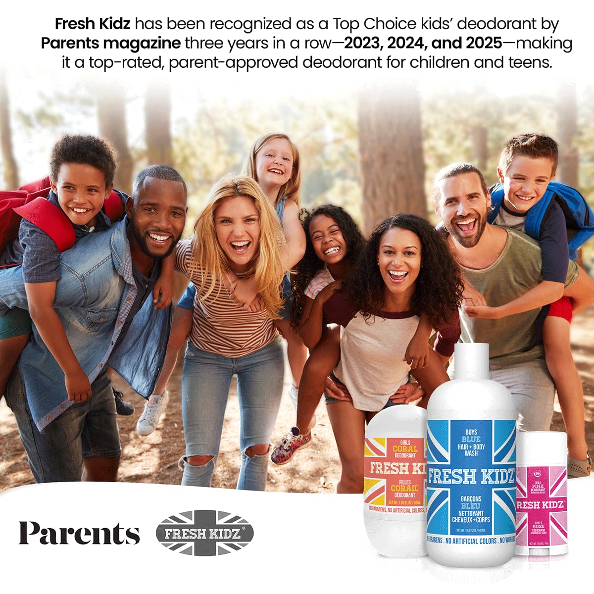 Fresh Kidz Coral Deodorant Stick – Aluminum- and Baking Soda-Free, 24-Hour Odor Protection for Kids & Teens
