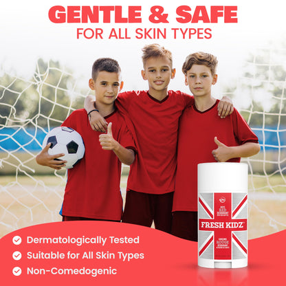 Fresh Kidz Deodorant Stick for Kids and Teens – Aluminum Free, Baking Soda Free, 24 Hour Protection (Boys Red) 2.65 oz