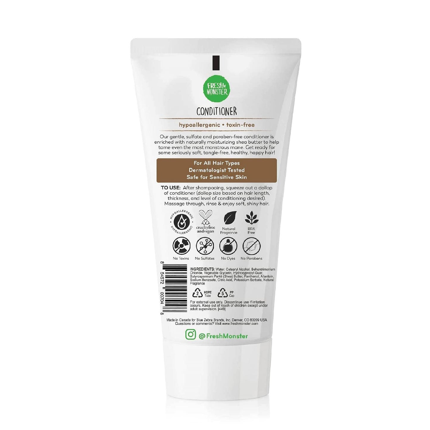 Fresh Monster Kids Hair Conditioner – 2 Pack (6 oz each) – Toxin-Free, Hypoallergenic, Coconut