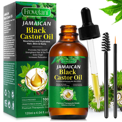 Frovetani 120ML Jamaican Black Castor Oil – Organic Cold-Pressed for Hair & Brows