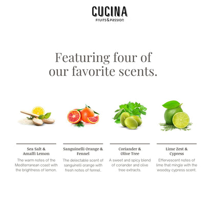 Fruits & Passion Cucina Regenerating Hand Cream Gift Set – Olive Oil, Travel-Size (Pack of 4)