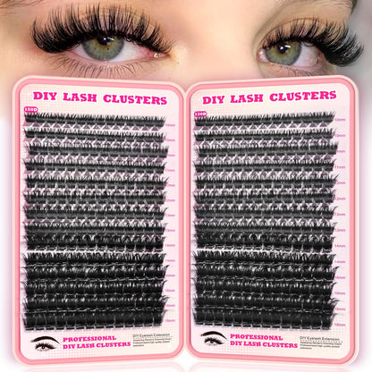 FTBZCF Lash Clusters – 392pcs DIY Kit, 150D Natural Fluffy D Curl Lashes (10–18mm)