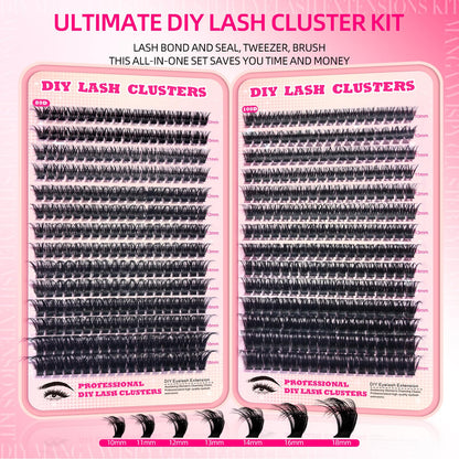 FTBZCF Lash Clusters 336pc DIY Manga Wispy Lashes 10-18mm 200D
