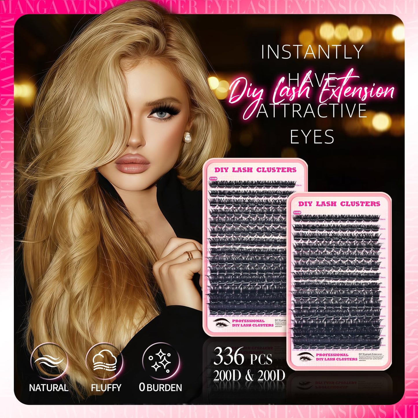 FTBZCF Lash Clusters 336pc DIY Manga Wispy Lashes 10-18mm 200D