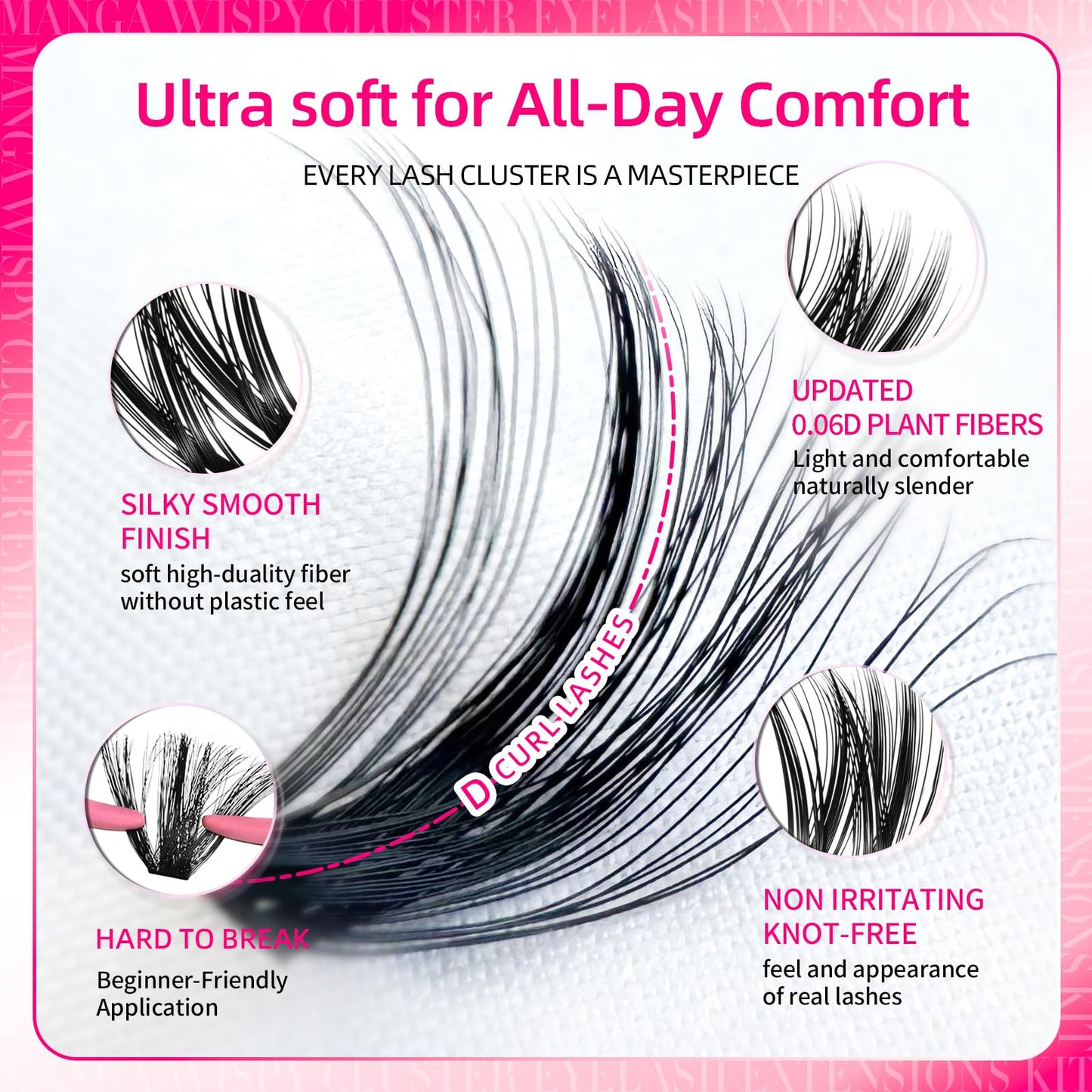 FTBZCF Lash Clusters 336pc DIY Manga Wispy Lashes 10-18mm 200D