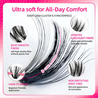FTBZCF Lash Clusters 336pc DIY Manga Wispy Lashes 10-18mm 200D