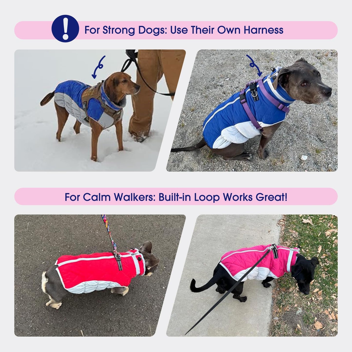 FUAMEY Large Dog Coat – Waterproof Winter Jacket with Built-in Harness