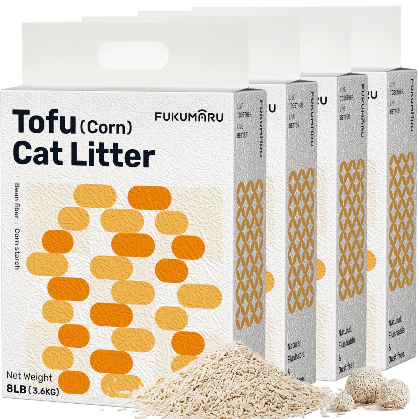 FUKUMARU Tofu Cat Litter – 32lb, Fast Clumping, Odor Control, 100% Natural