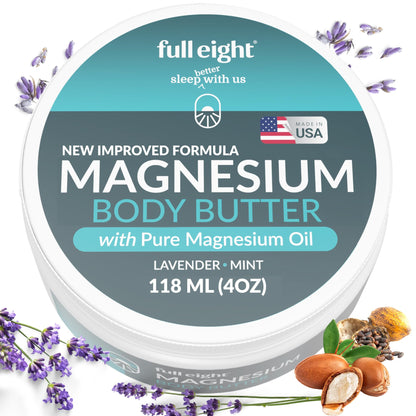 Full Eight Magnesium Body Butter with Pure Magnesium Oil – Leg Comfort & Sleep Support – 4oz