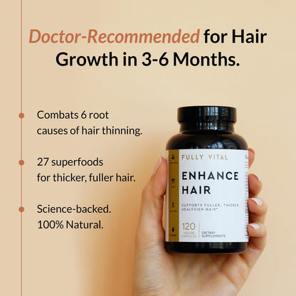 FullyVital Hair Growth Supplement for Women 35+: Thicker, Fuller Hair – Vegan & Dermatologist Recommended
